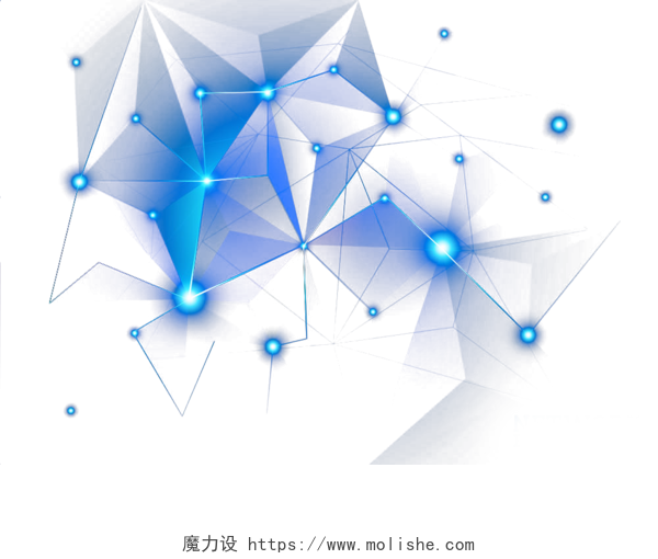蓝色科技感三角几何体发光设计素材